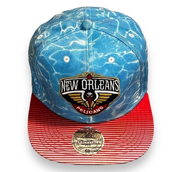 Mitchell & Ness New Orleans Pelicans Hat NBA Snap Back Embroidered Blue Water - Picture 3 of 11